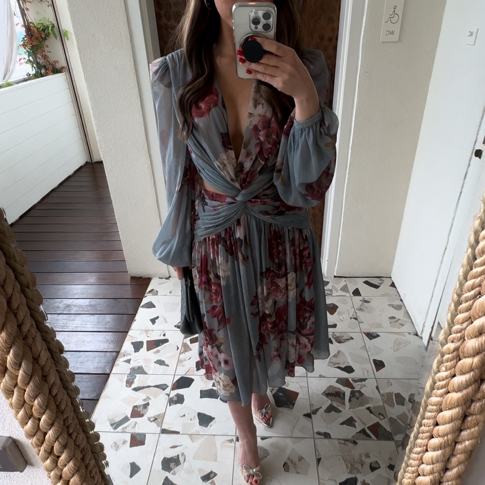 Patbo Peony Print Midi Dress xs 0 Bronx - Picture 13 of 13